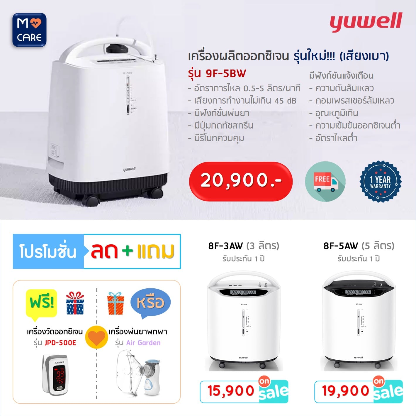 โปรโมชั่นเครื่องผลิตออกซิเจน Oxygen Concentrator