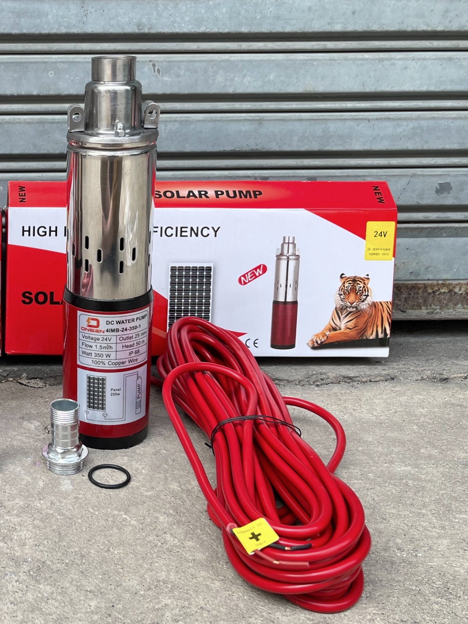 ปั๊มน้ำบาดาล DC 24V 1 นิ้ว ยี่ห้อ ONSEN ลงท่อ 3 นิ้ว ขึ้นไป