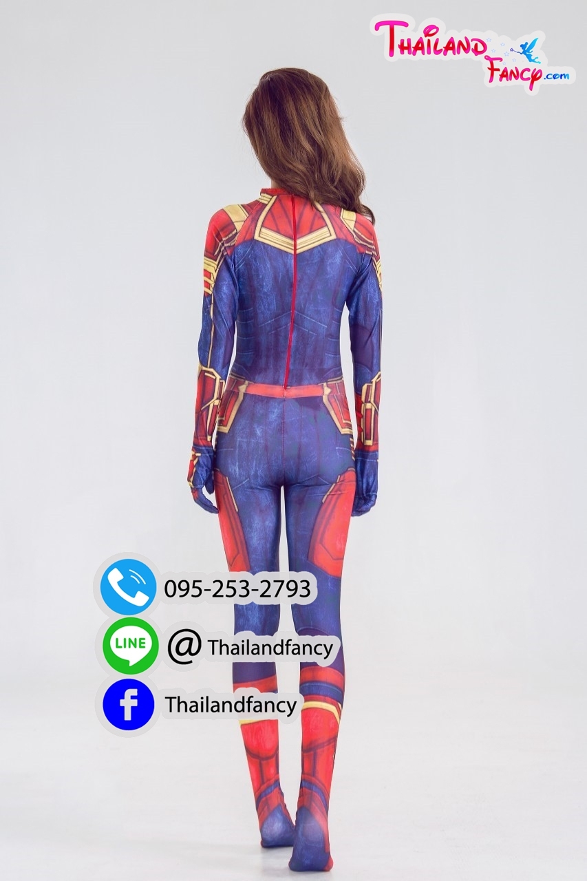 ชุดแฟนซีกัปตันมาร์เวล Superhero Cosplay ชุดซุปเปอร์ฮีโร่ผู้หญิง Captain Marvel Costume ชุดการ์ตูน ชุดคอสเพลย์กัปตันมาร์เวลสีแดงน้ำเงิน