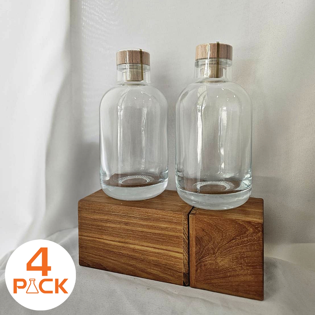 (กล่องละ48ใบ)ขวดแก้ว375ml รุ่นขนุน+ฝาไม้