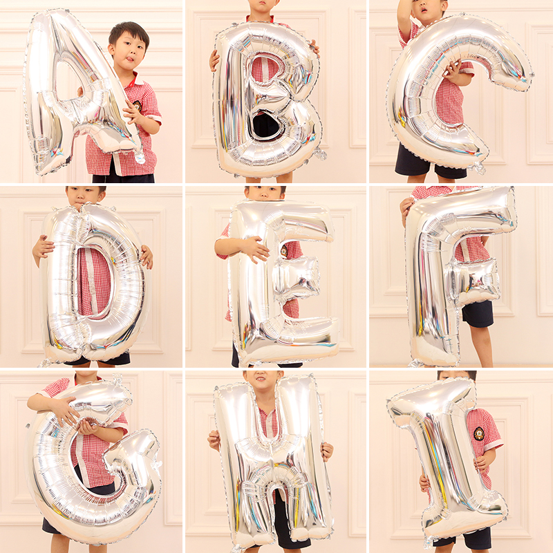 ลูกโป่งตัวอักษร A-Z สีเงิน 28 นิ้ว