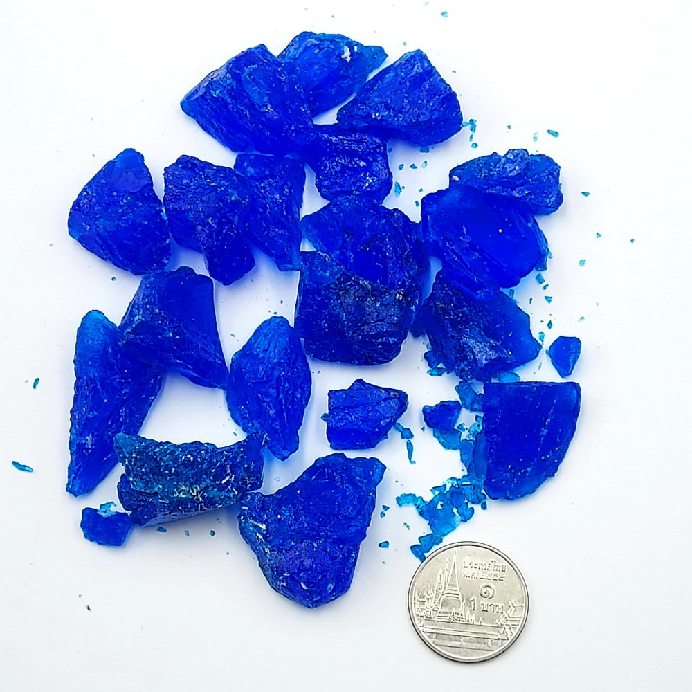 คอปเปอร์ซัลเฟต Copper sulfate น้ำหนัก 68 กรัม เป็นเศษจนถึงขนาด 3 ซม.