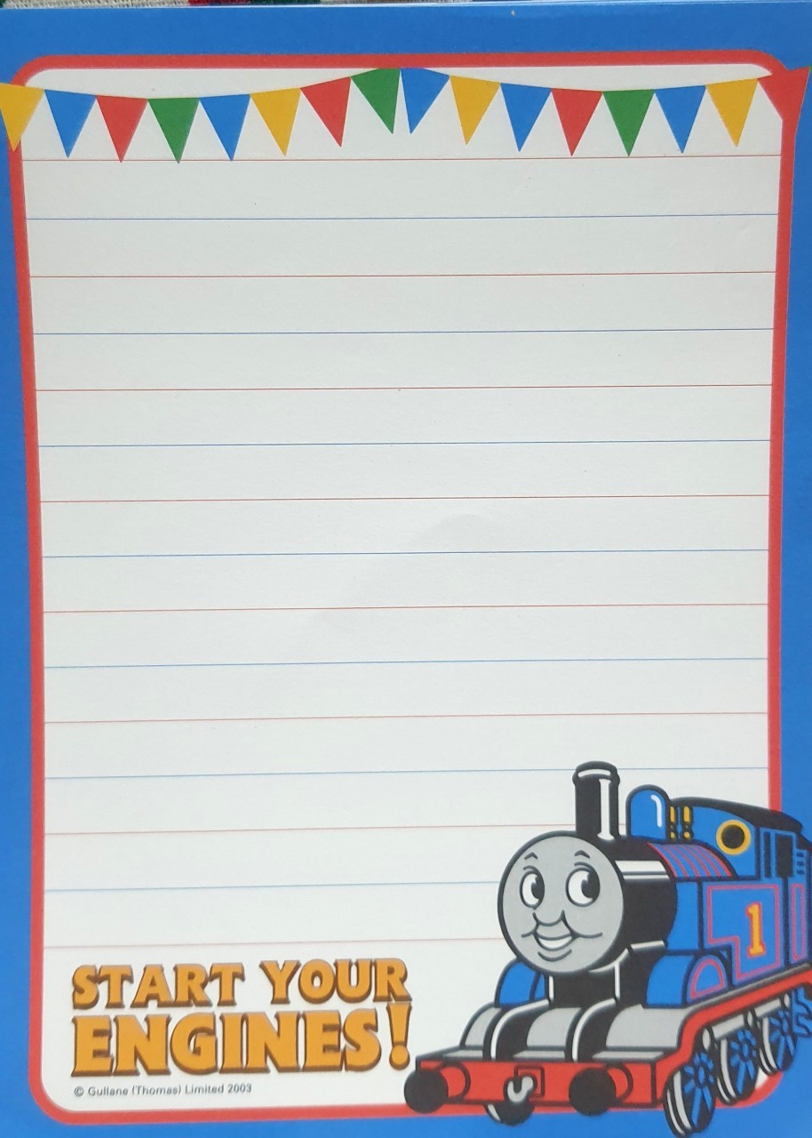 Thomas & friends กระดาษโน๊ต รถไฟ โทมัส และผองเพื่อน จากญี่ปุ่น 1 แพ๊ค มี 20 แผ่น Size : 10.5 x 14.5 cm