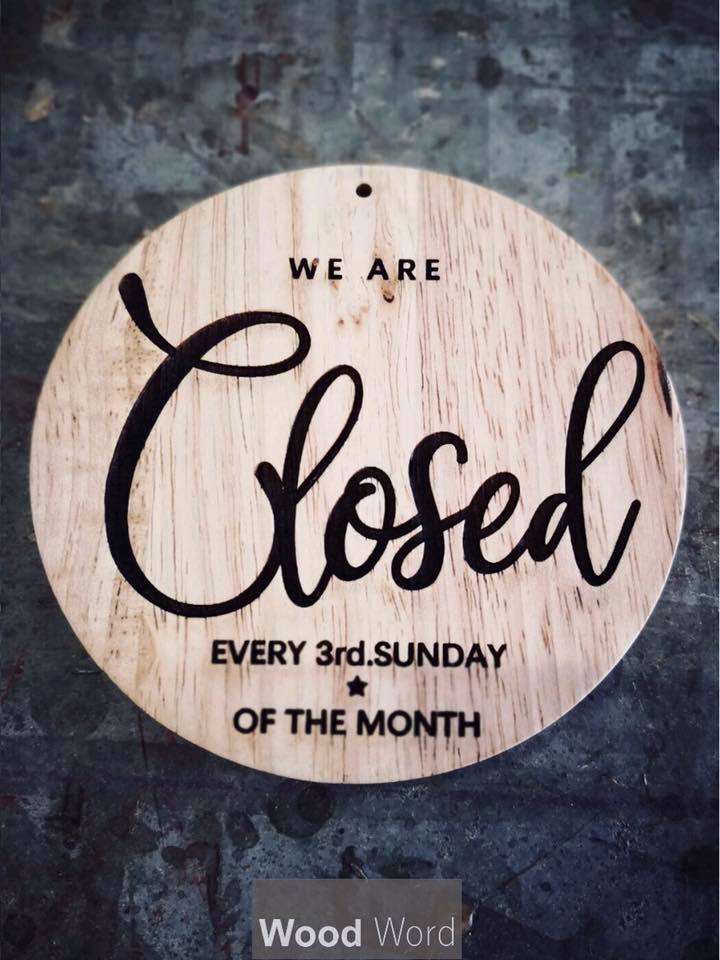 ป้าย OPEN-CLOSED ป้ายไม้ยิงเลเซอร์