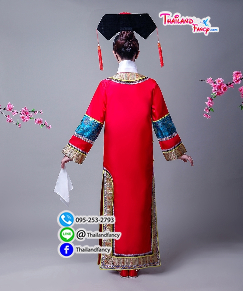 ชุดเช่าแฟนซีผู้หญิง ชุดจีนโบราณ ชุดแฟนซีองค์หญิงกำมะลอ ชุดคู่ฮ่องเต้ ชุดราชวงศ์หนังจีน ชุดไทเฮา เช่าชุดฮองเฮาจีนผู้หญิง สีแดงแต่งลายจีน