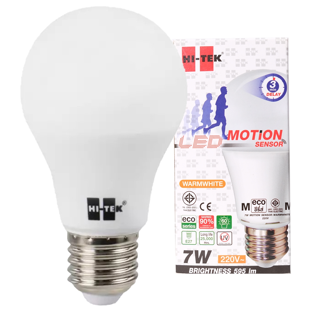 HI-TEK หลอดไฟ LED E27 7 วัตต์ รุ่น MOTION SENSOR (Warm White)