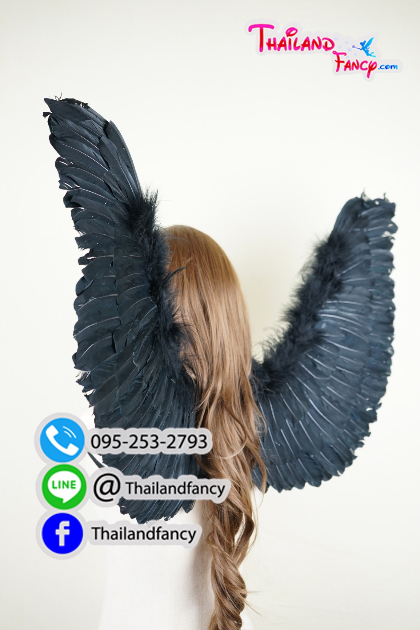 อุปกรณ์แฟนซี ปีกขนนกแฟนซี Accessories Cosplay Angel Wings ปีกขนนกนางฟ้า ปีกนางฟ้าผู้ใหญ่ ปีกนางฟ้าขนนกสีดำ Black Angel