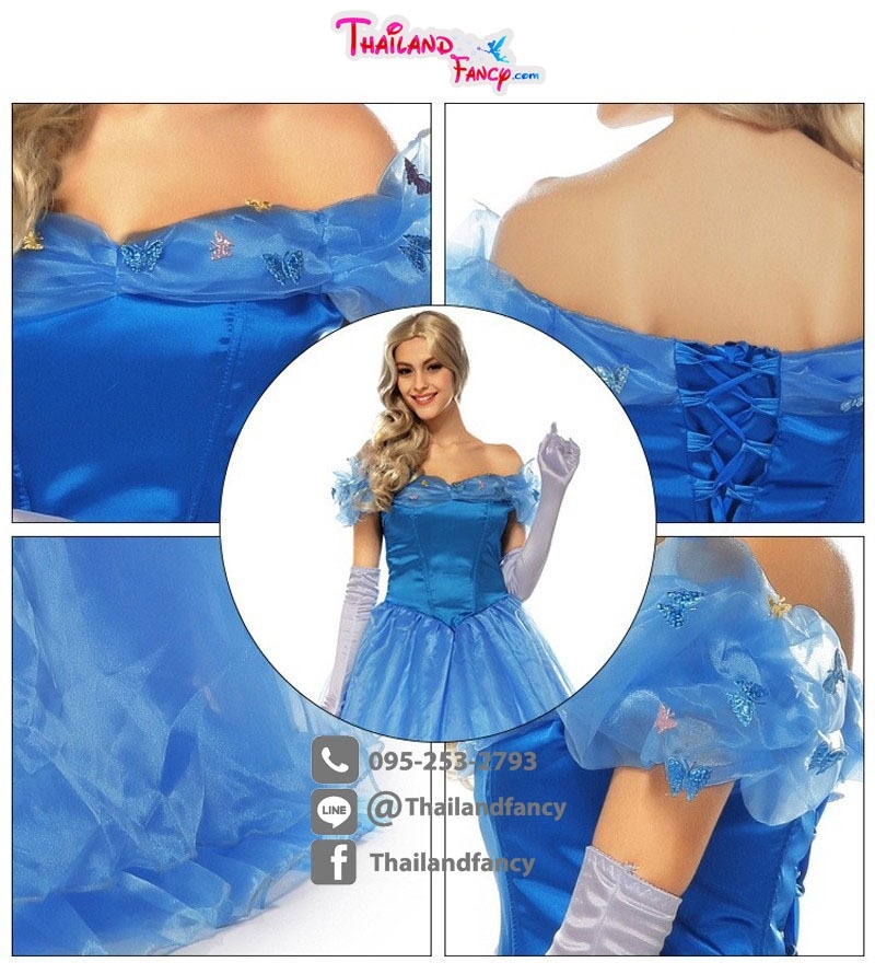 ชุดแฟนซีผู้หญิงสำหรับเช่า Cinderella Costume เช่าชุดแฟนซีซินเดอเรลล่า ชุดเจ้าหญิงรองเท้าแก้ว ชุดคอสเพลย์การ์ตูน