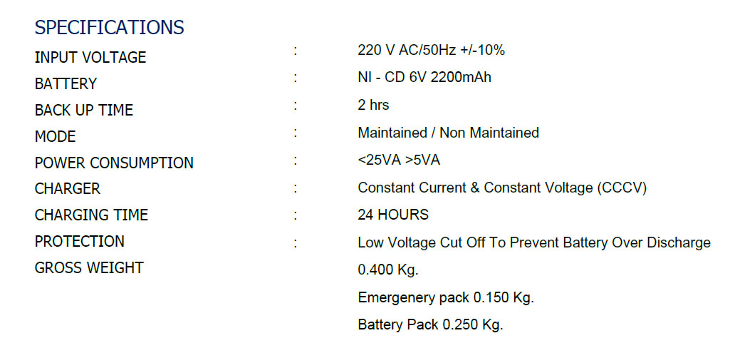 Emergency Power Pack Fluorescent
