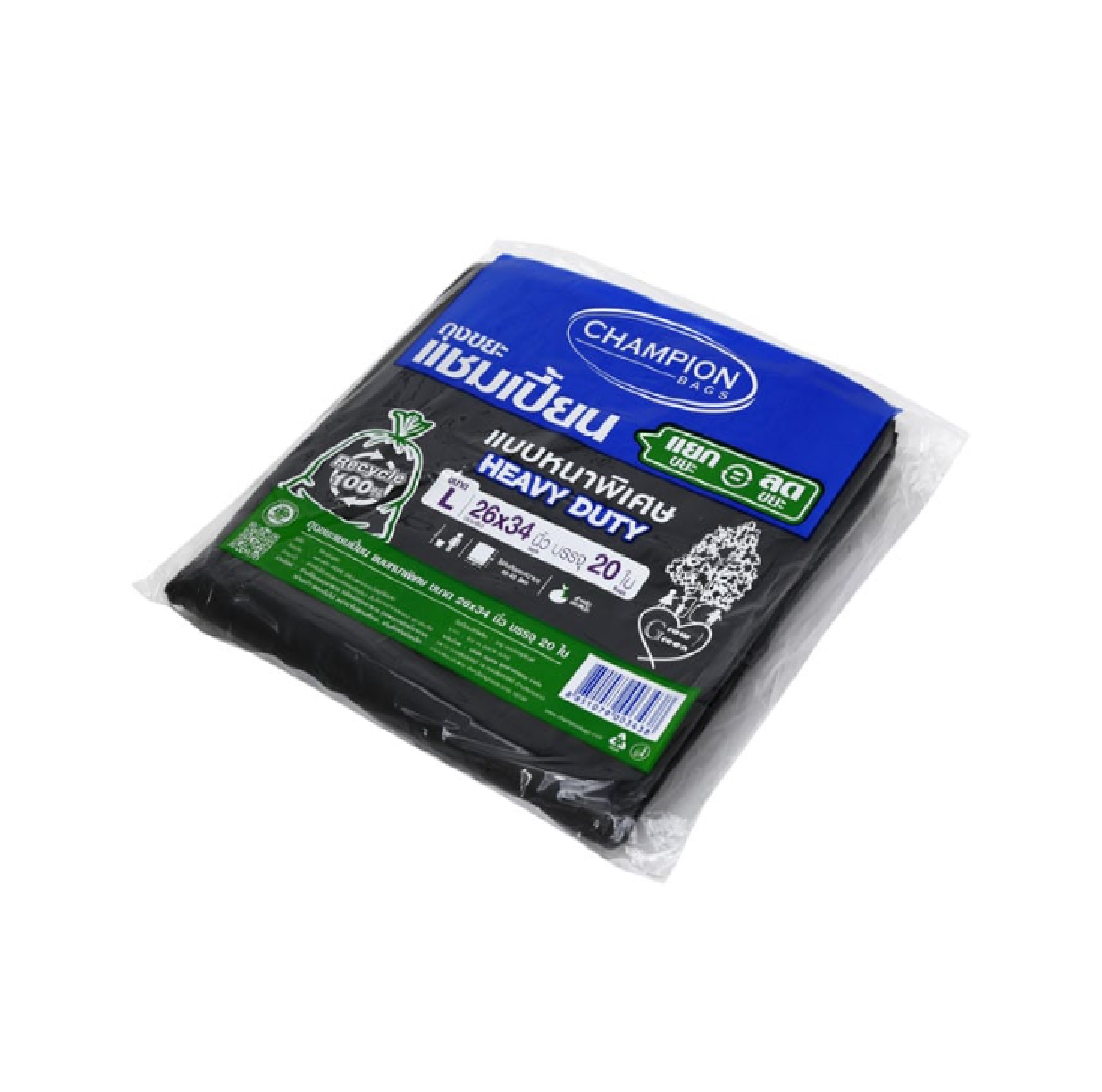 ถุงขยะ 26*34 ดำ (แพ็ค 14 ใบ) รุ่นมาตรฐาน แชมเปี้ยน