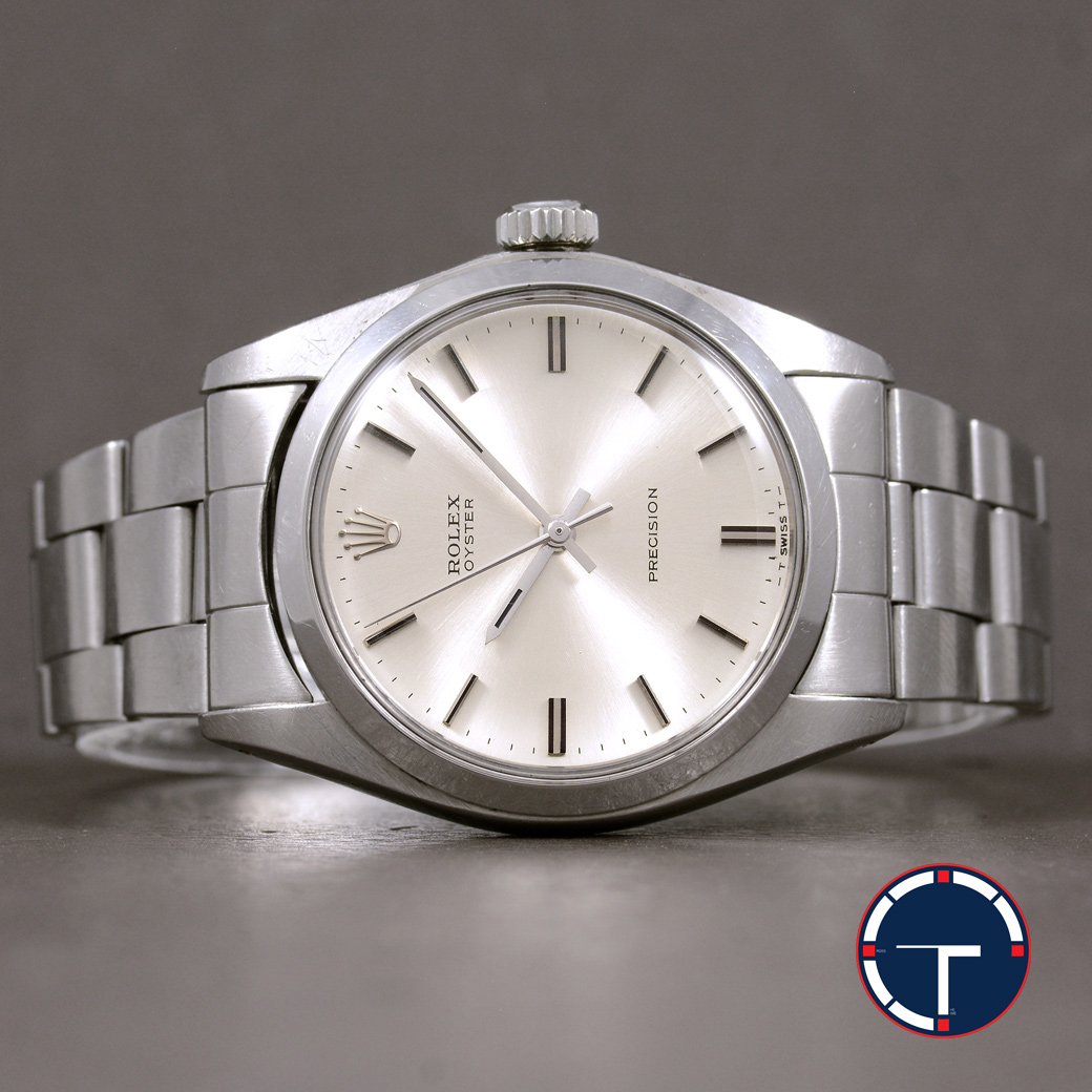 Rolex Ref.6426 หน้าปัดสีเงิน สายOysterแท้ ตัวเรือนไม่เคยขัด มีใบ ปี1973 ไขลาน ขนาด 34 mm