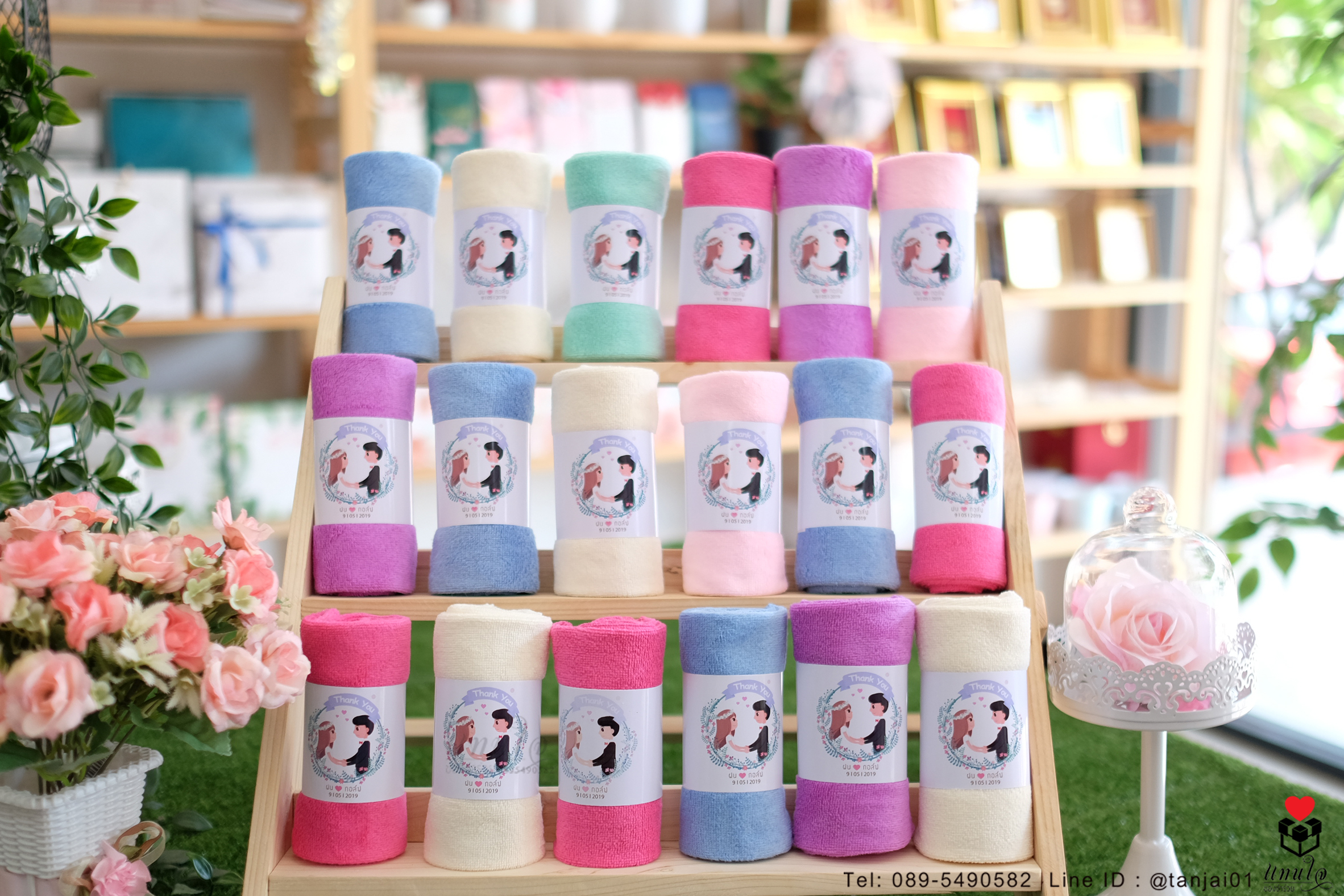 ของชำร่วยงานแต่งงาน ผ้านาโนซับน้ำดีมาก!! ม้วนสายคาดทำป้ายชื่อให้ฟรี ของชำร่วยงานมีประโยชน์