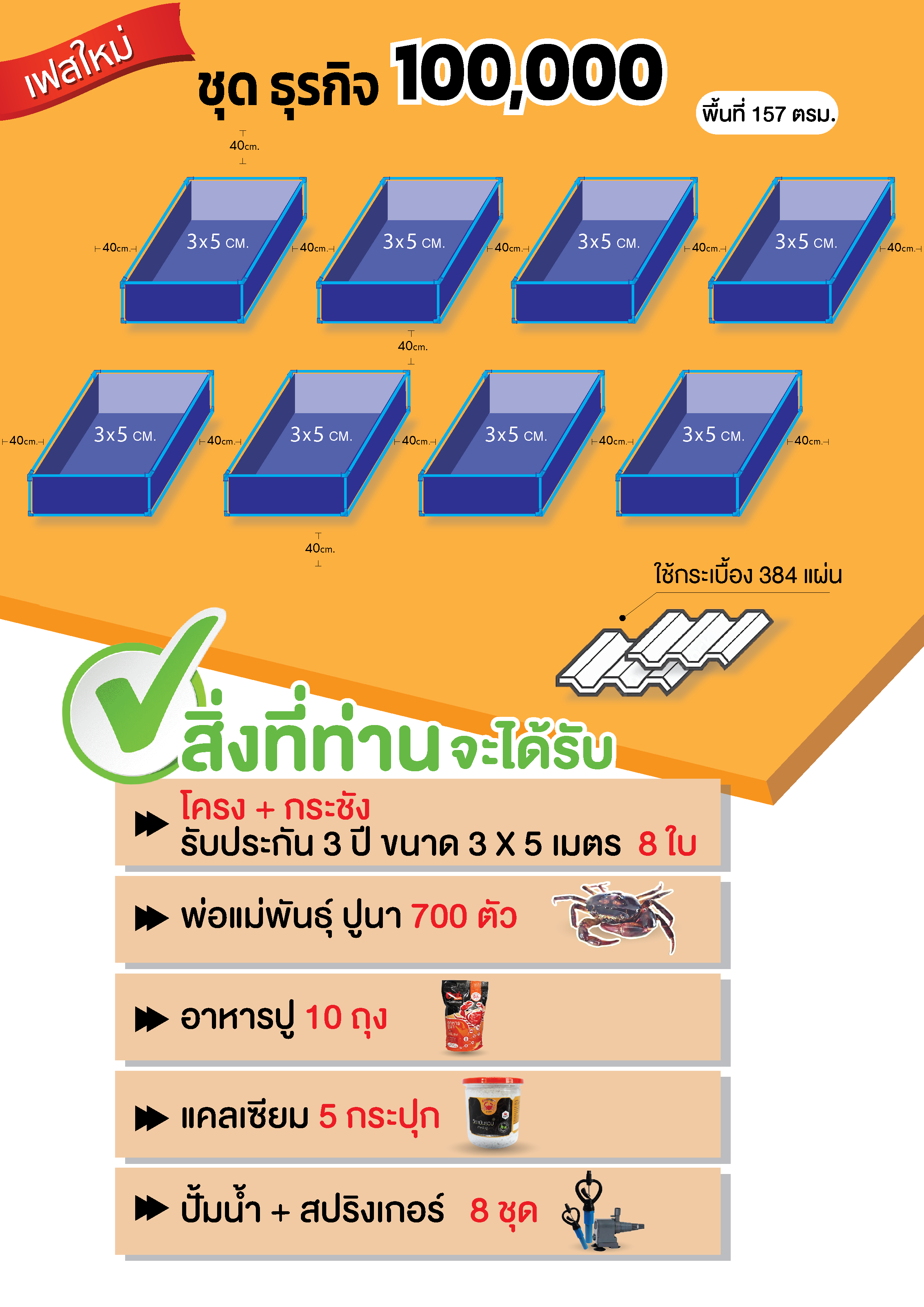 ชุดธุรกิจ 100,000 บาท สำหรับสัญญาเฟสใหม่ 250/Kg