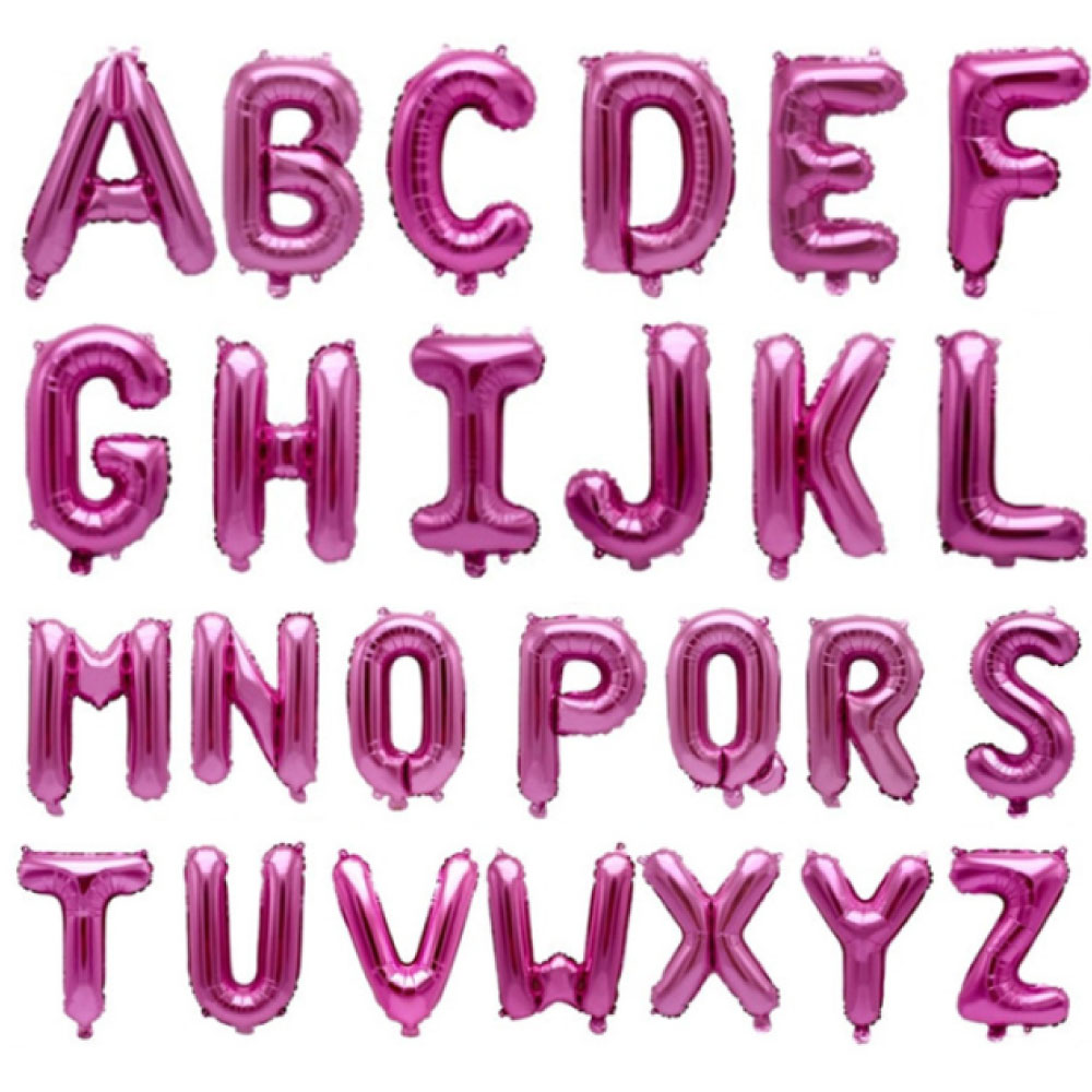 ลูกโป่งฟอยล์ตัวอักษร A-Z สีชมพูเข้ม 16 นิ้ว