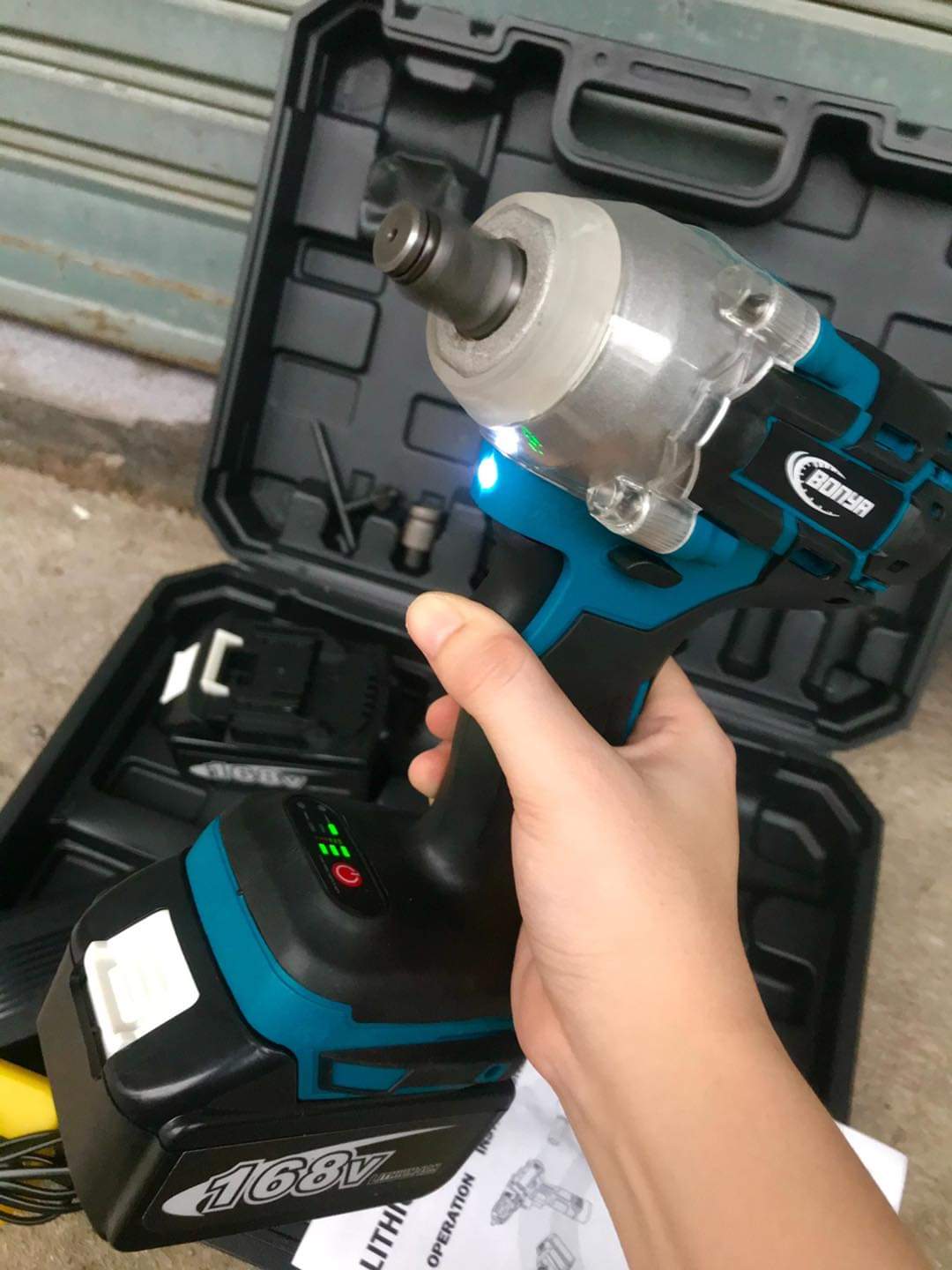 บล็อคแบตเตอรี่ 168V BONYA แถมฟรีชุดบล็อกยูโร 12 ชิ้น