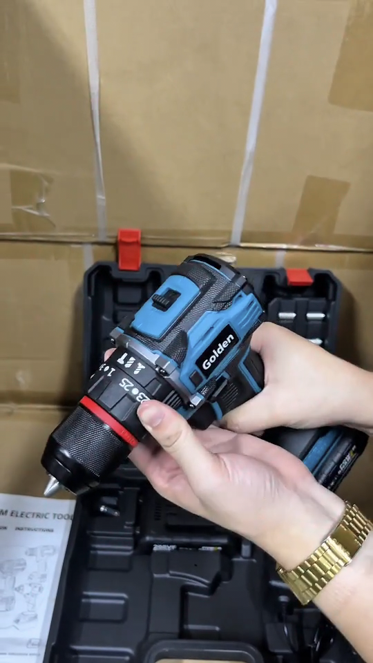 สว่านแบตกระแทก 3 ระบบ บัสเลส หัวเหล็ก ยี่ห้อ GOLDEN รุ่น 208Vf