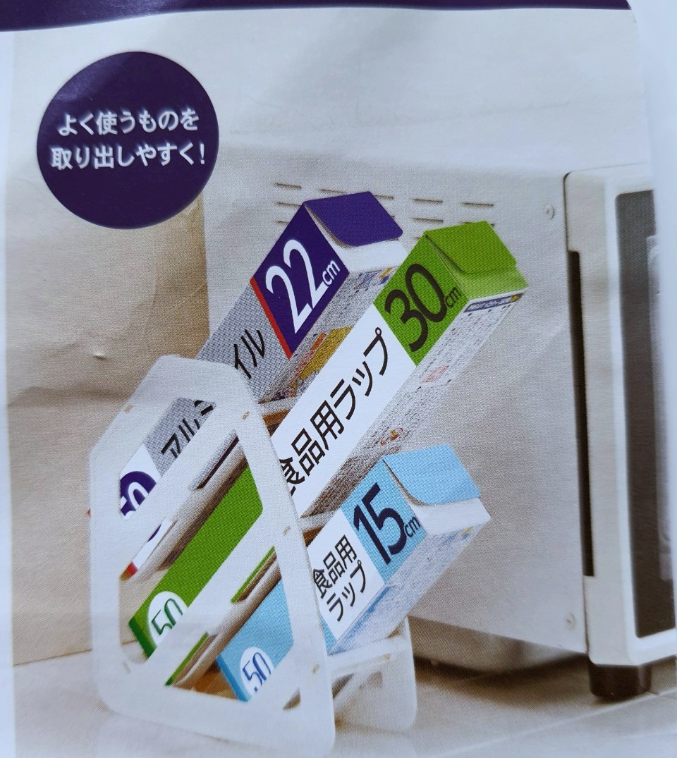 ที่วาง กล่องแรปพลาสติก 3 ชั้น จากญี่ปุ่น Three Tier Wrap Stand kitchen Tools for a better life วางกล่อง Size: 15 - 30 cm