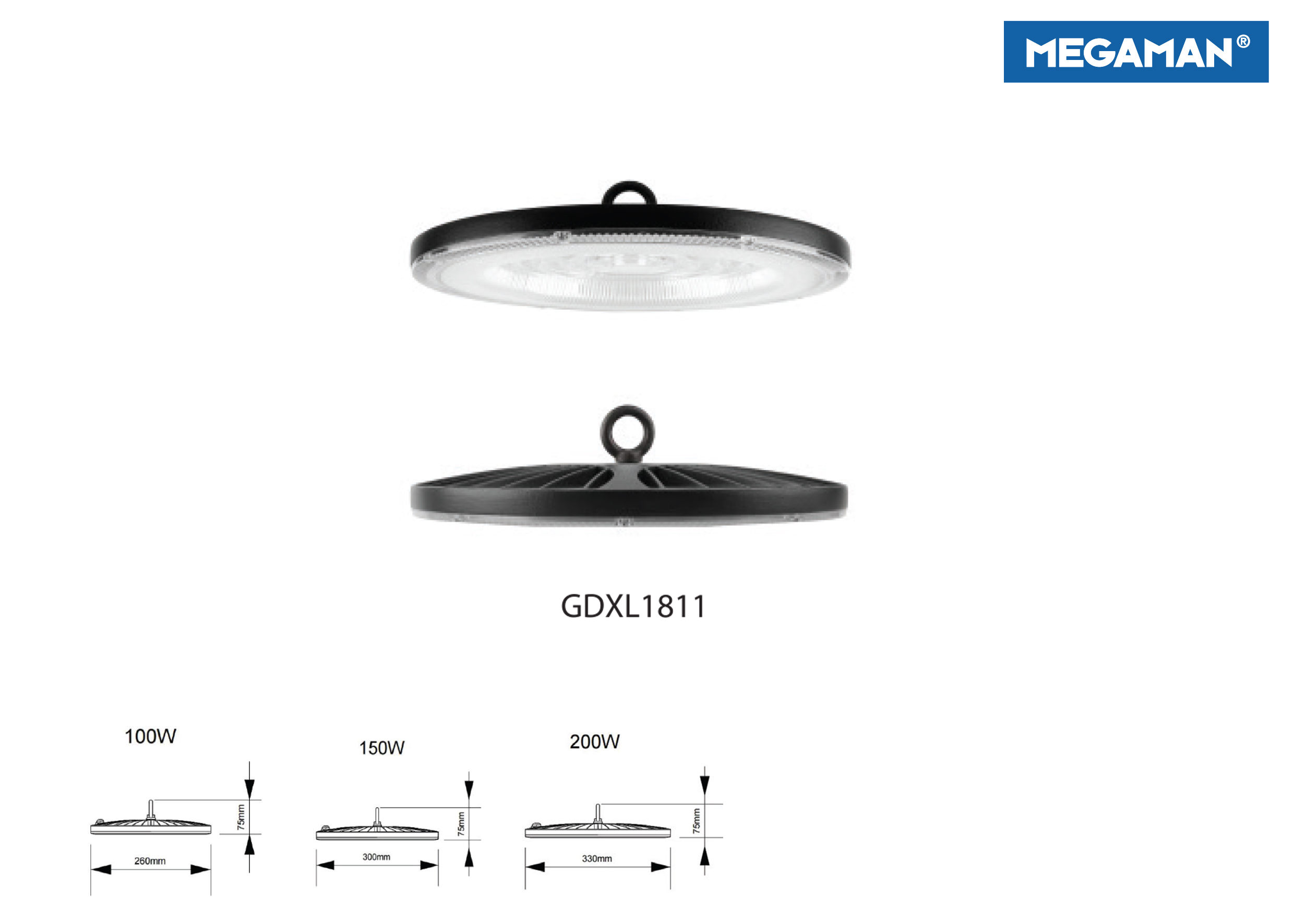 โคมLED HighBay #GDXL1811 100W ,150W ,200W MEGAMAN