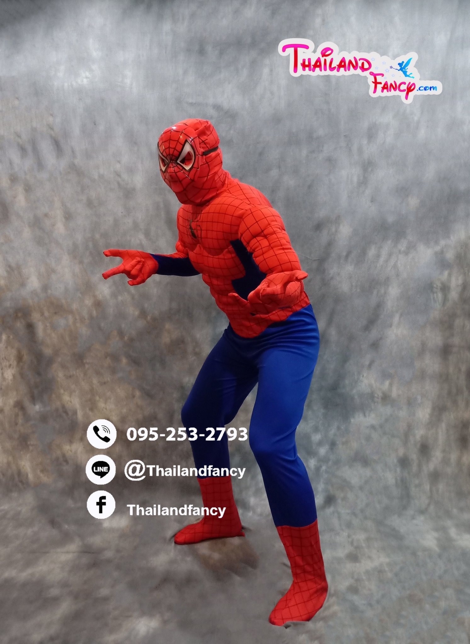 ชุดเช่าแฟนซีผู้ชาย ชุดซุปเปอร์ฮีโร่ ชุดการ์ตูน ชุดสไปเดอร์แมน ชุดไอ้แมงมุม Spider Man Cosplay ชุดเช่าสไปเดอร์แมนแบบมีกล้าม