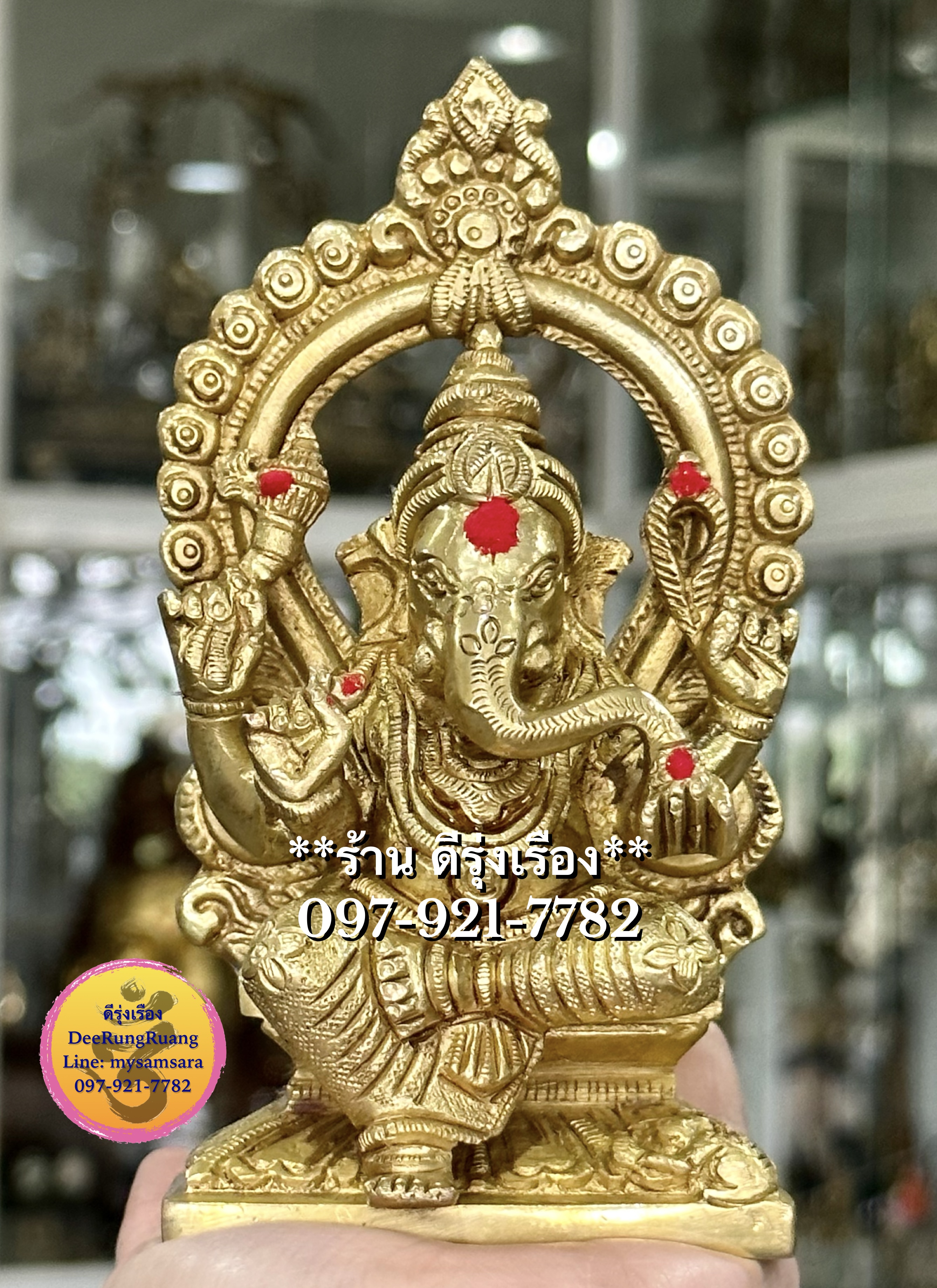 พระพิฆเนศ ปาง รีนาโมจัน ประทับบัลลังก์ (สูง 6 นิ้ว) **Fine Quality Piece**