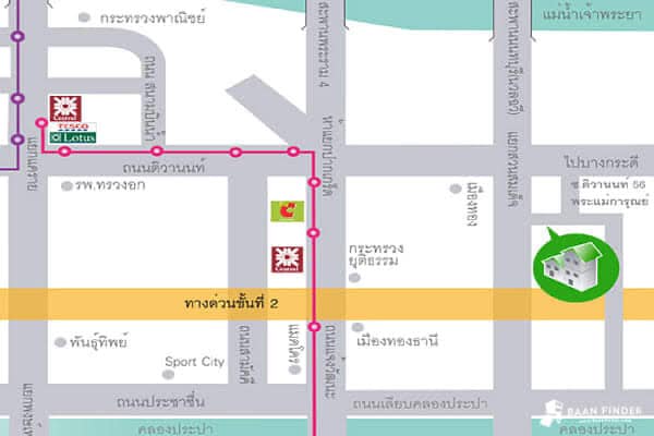 ให้เช่าทาวน์โฮม ติวานนท์ “ ใกล้แยกสวนสมเด็จ