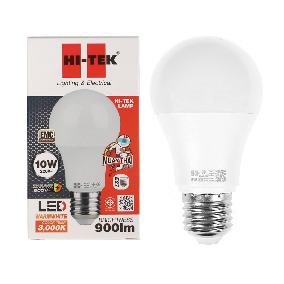 HI-TEK หลอดไฟ LED E27 10 วัตต์ มวยไทย Series (Warm White)