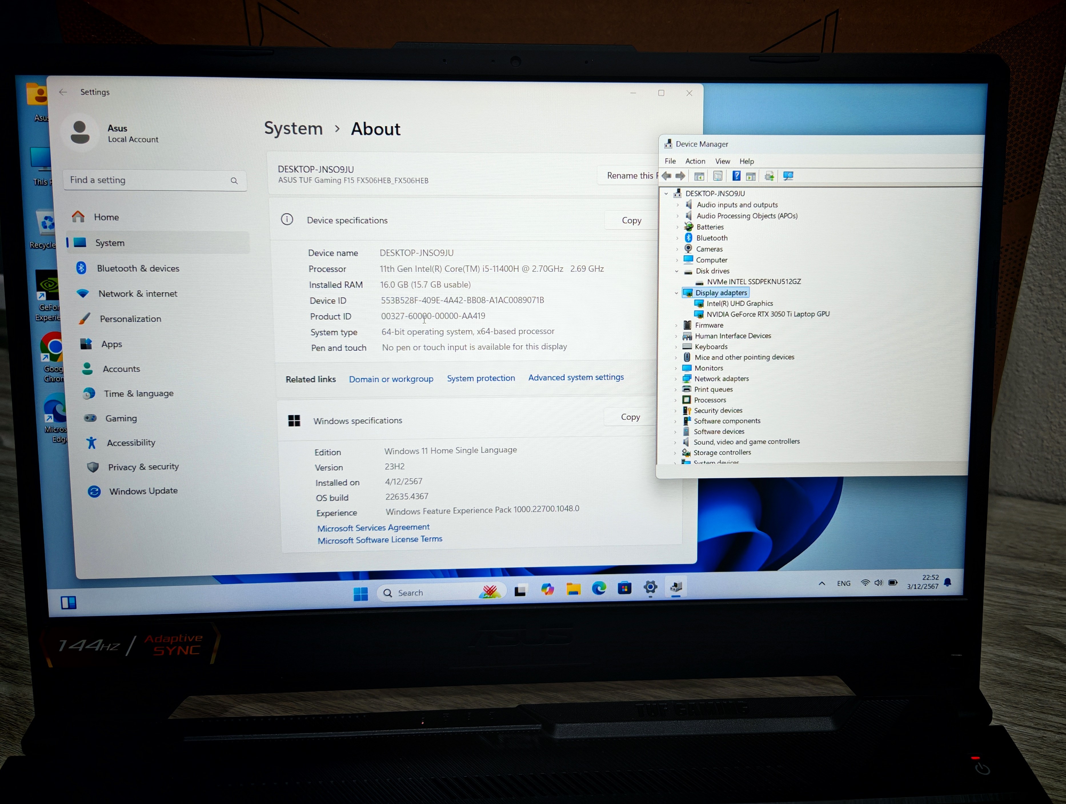 Asus TUF Gaming F15 FX506HEB-HN145T