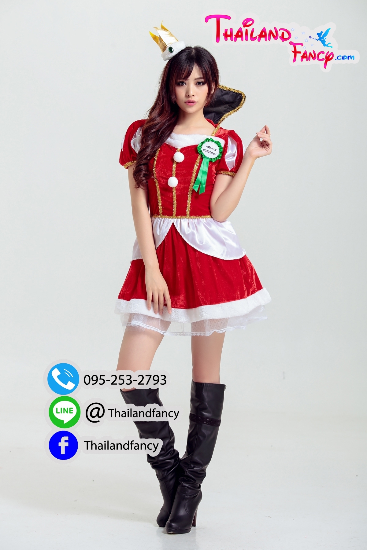 ชุดแซนตี้ ชุดซานต้าผู้หญิง ชุดคริสต์มาสผู้หญิง ชุดแฟนซี ชุดปาร์ตี้ปีใหม่ เดรสแซนตี้เจ้าหญิงขาวแดง