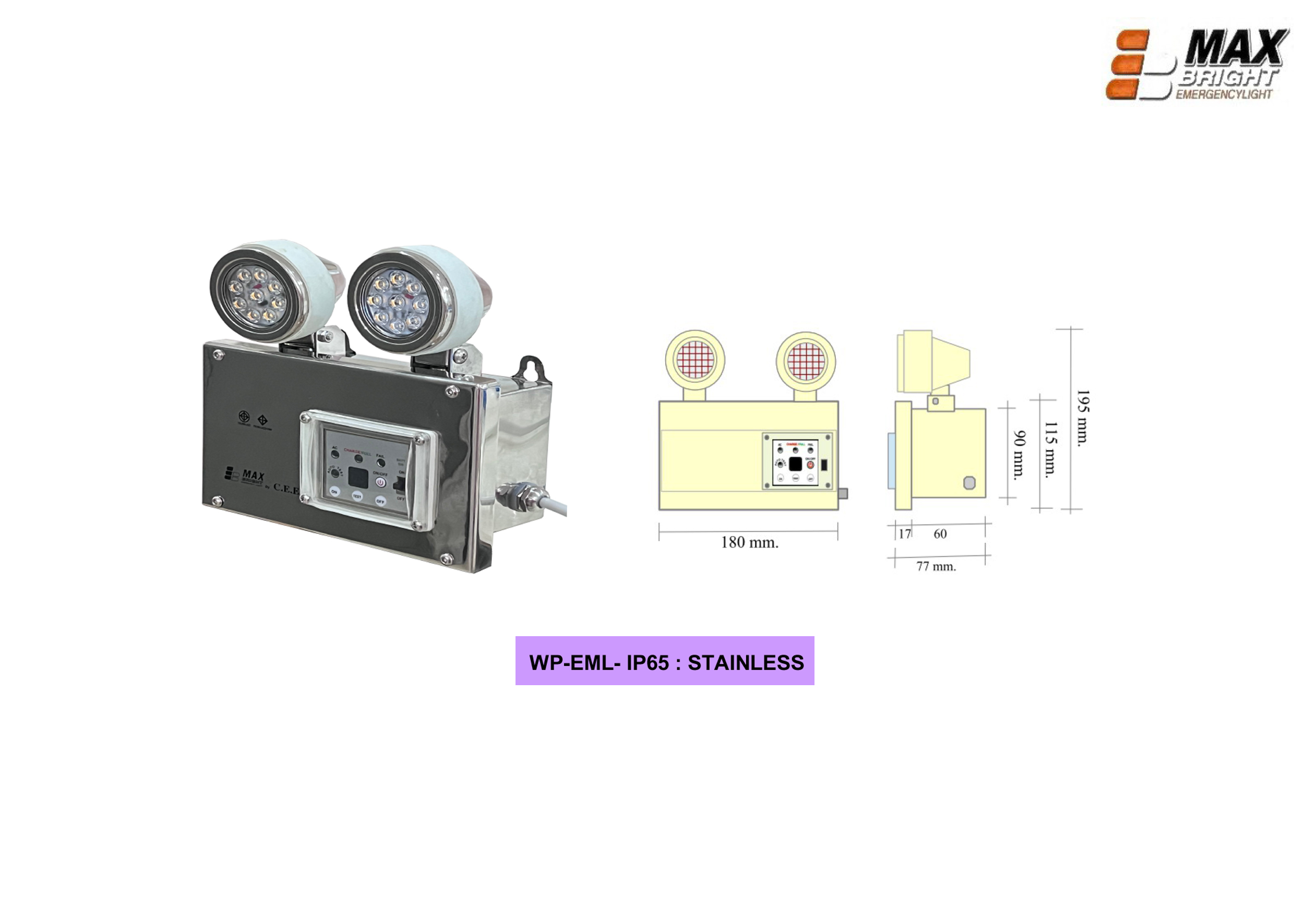 Emergency Light LED 2x9W #WP-EML-IP65 MAXBRIGHT