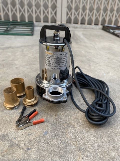 ปั้มไดโว่ แสตนเลส 12V ยี่ห้อ Onsen ท่อ 3 ขนาด 1”, 1.5”, 2” ท่อเหลือง สายยาว 10 เมตร แถมตัวคีบแบต 1 คู่