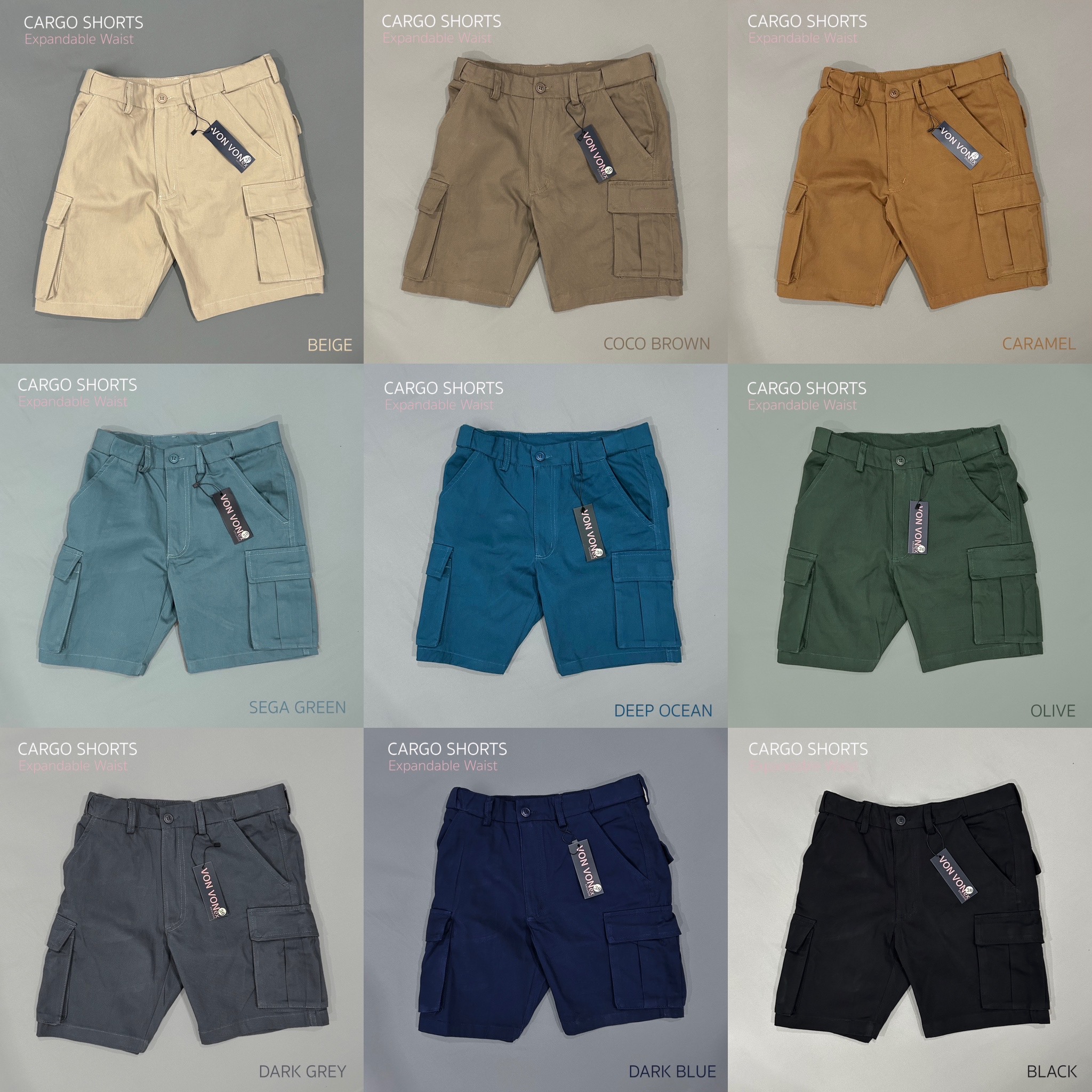 [VON VON] ขาสั้นคาร์โก้ เอวขยาย