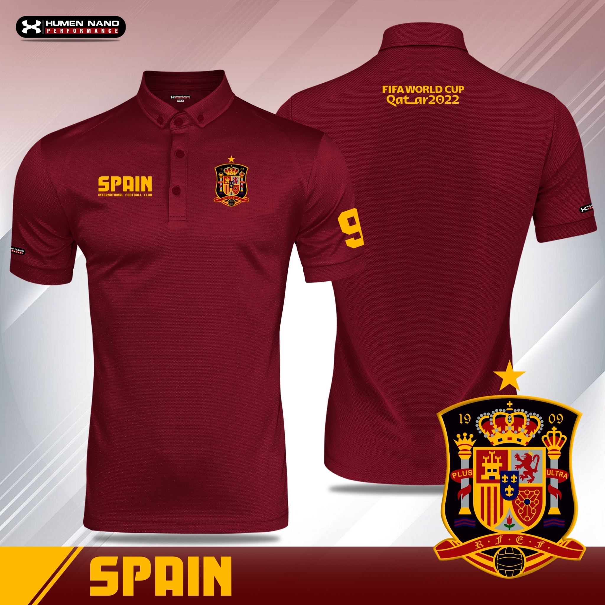 FB02-เสื้อโปโลแฟชั่น ทีมชาติสเปน2022