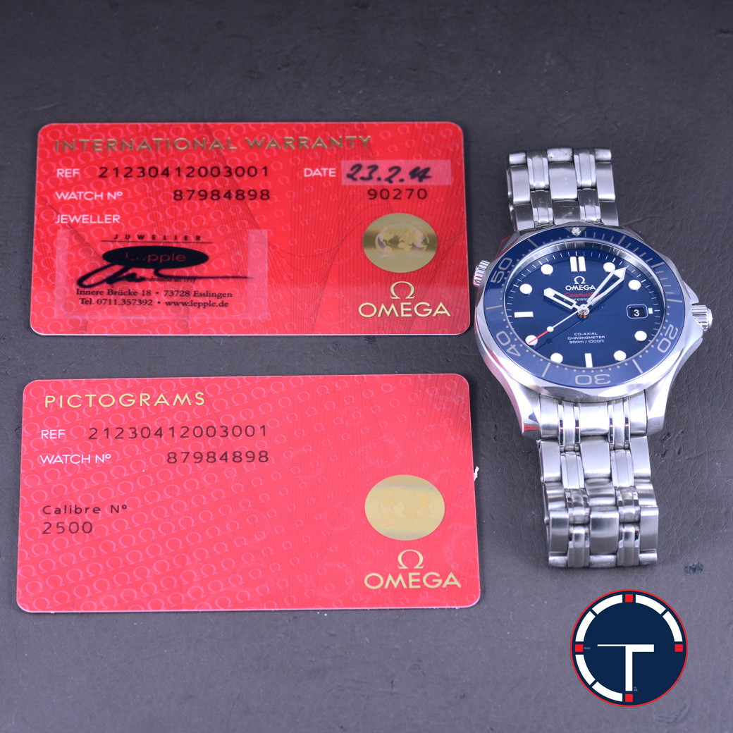 Omega Seamaster Professional Diver 300 Co-Axial หน้าปัดสีน้ำเงิน สายเหล็กแท้ มีกล่อง+ใบ นาฬิกาปี2014 Automatic ขนาด 42 mm