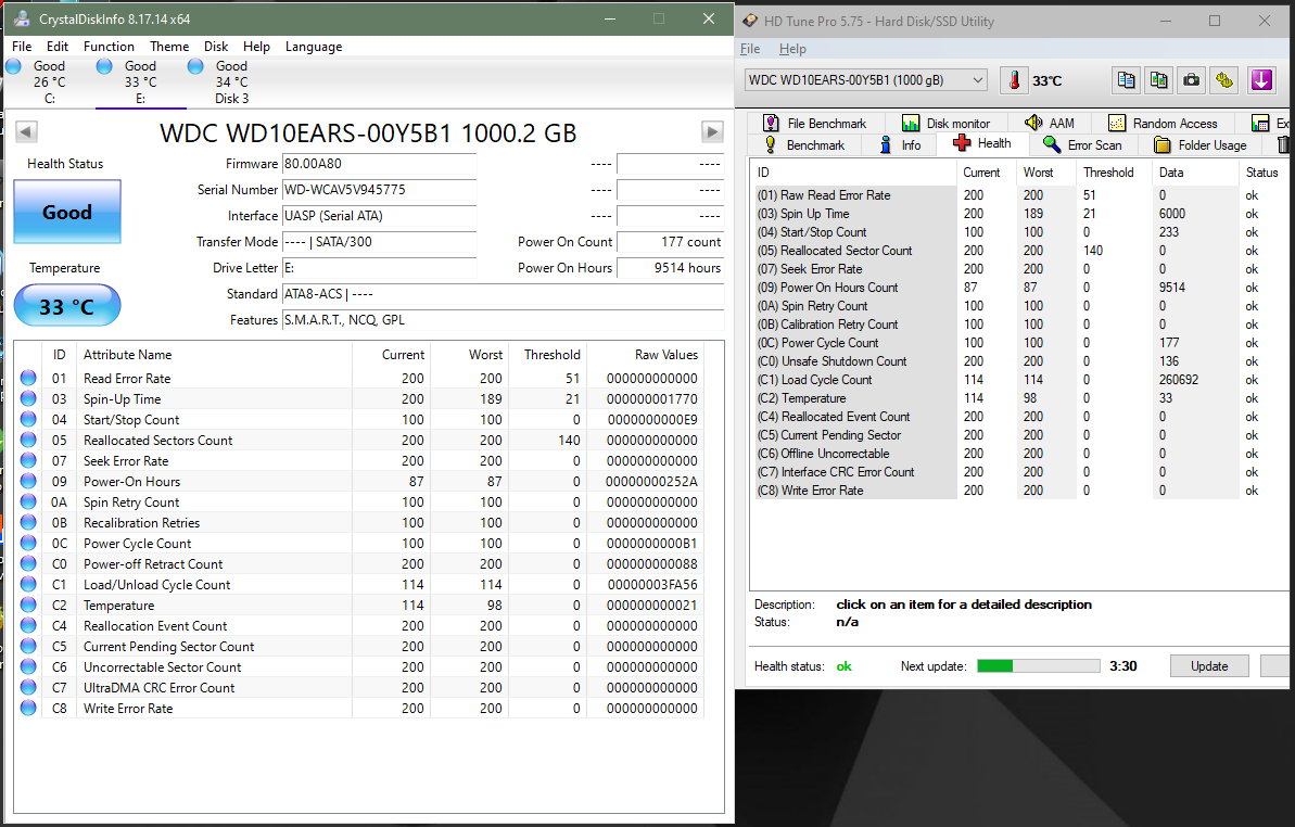 HDD WD Green, Seagate 1.0 TB