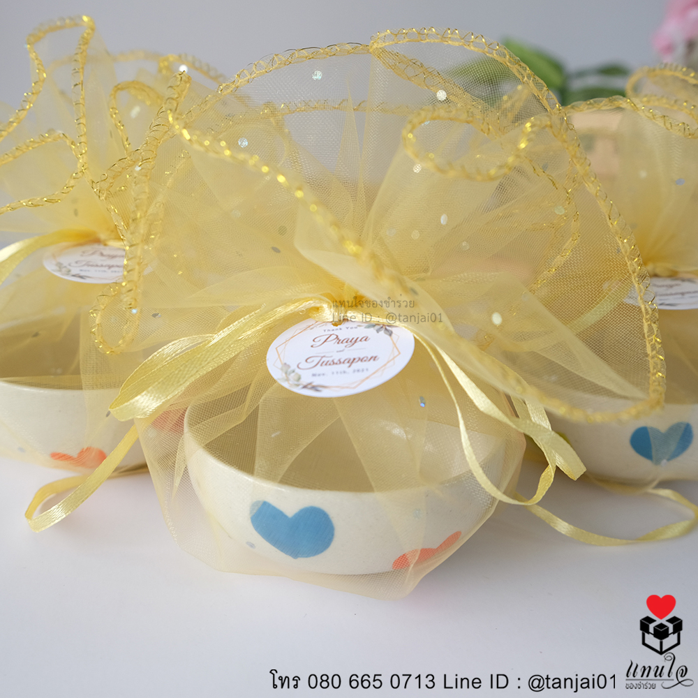 04 ของชำร่วยถ้วยน้ำจิ้ม ถ้วยเล็ก ลายหัวใจ ของชำร่วยงานแต่ง ของแจก สัมมนาคุณ ของที่ระลึกงานเกษียณ ราคาส่ง ราคาโรงงาน