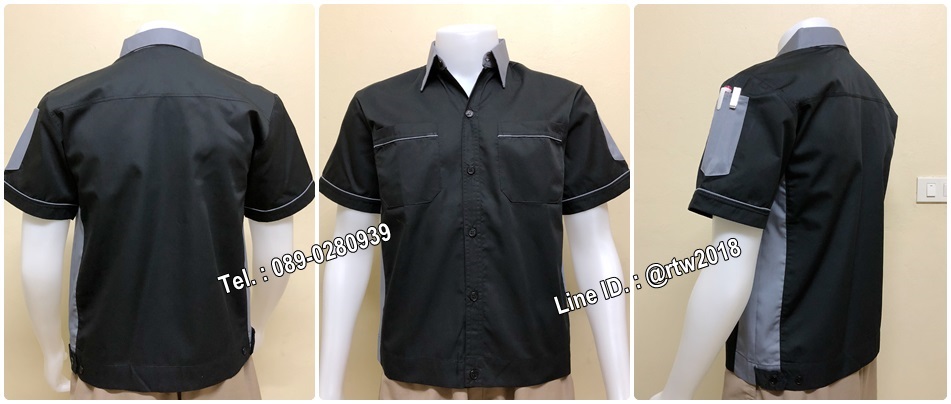รหัส A27 : เสื้อช่างแขนสั้นแบบดำข้างเทา