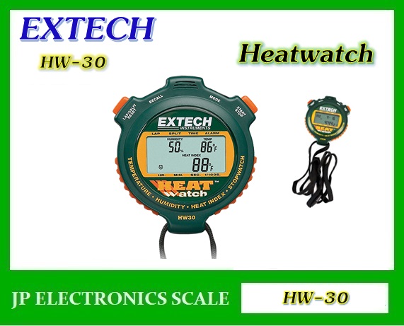 เครื่องวัดอุณหภูมิ ความชื้น ดัชนีความร้อนและนาฬิกาจับเวลา HW30