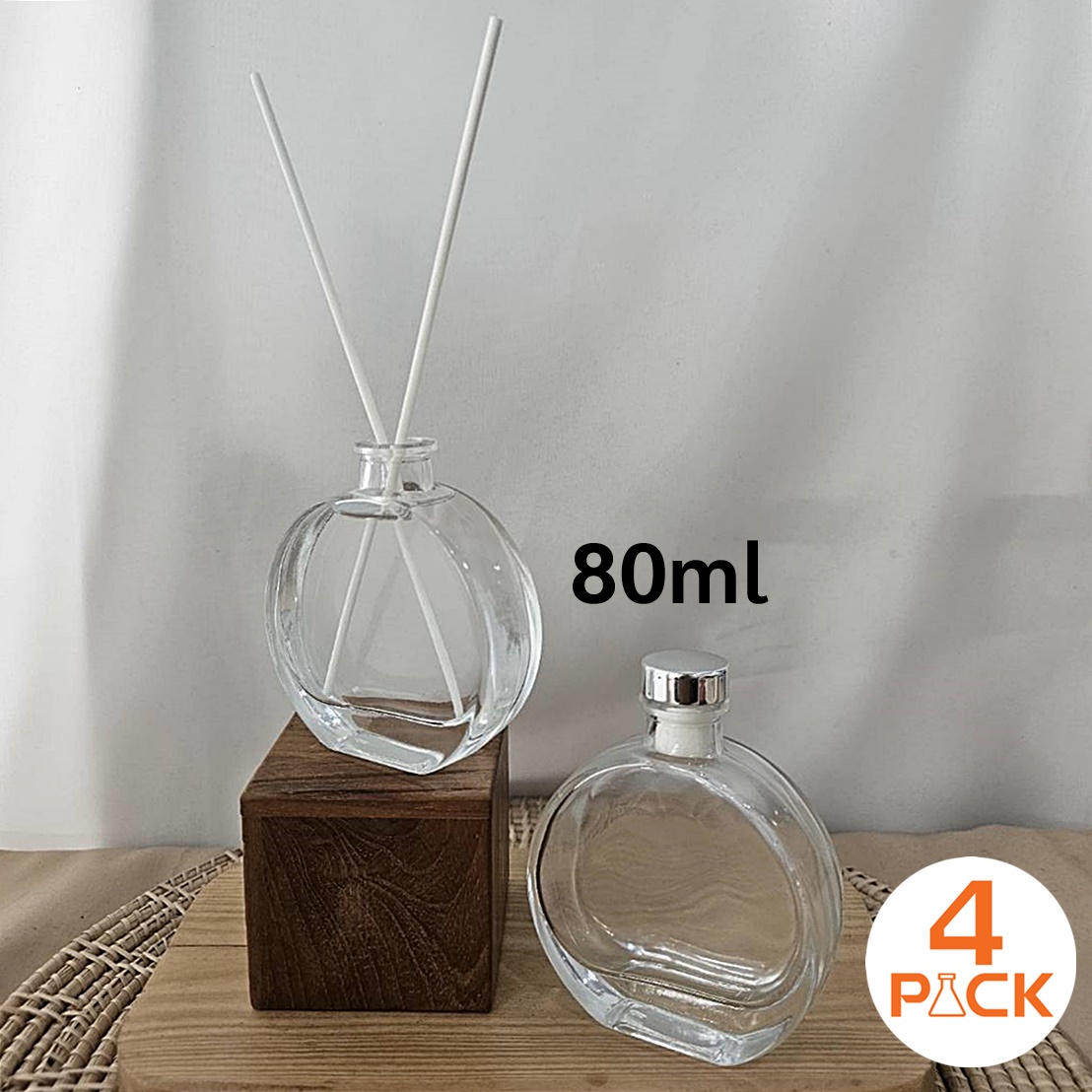 พรีออเดอร์！(กล่องละ100ใบ)ขวดแก้ว 80ml รุ่น COCO(โคโค่) +ฝาจุกสีเงินเงา