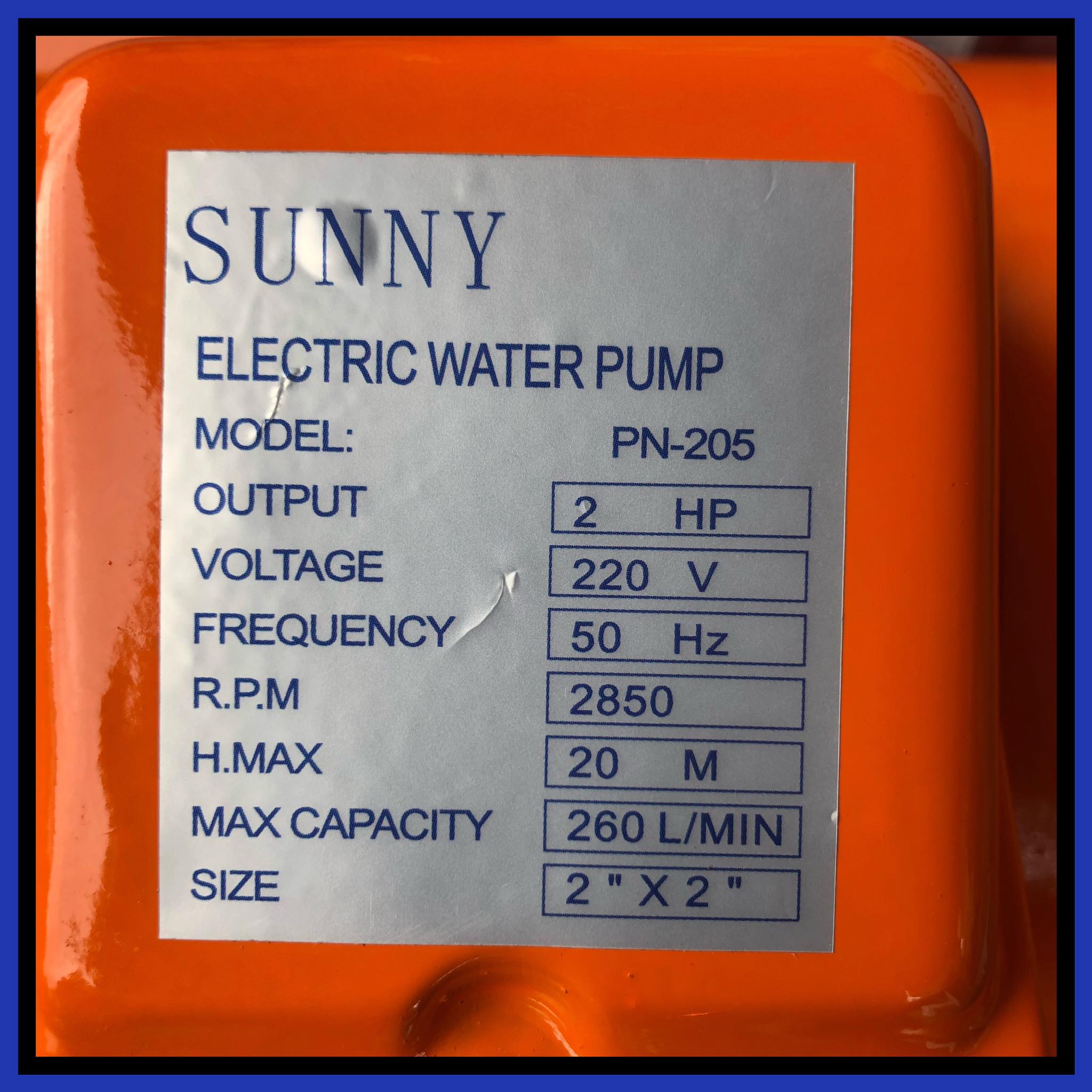 ปั้มหอยโข่ง SUNNI รุ่น PN-205 2x2