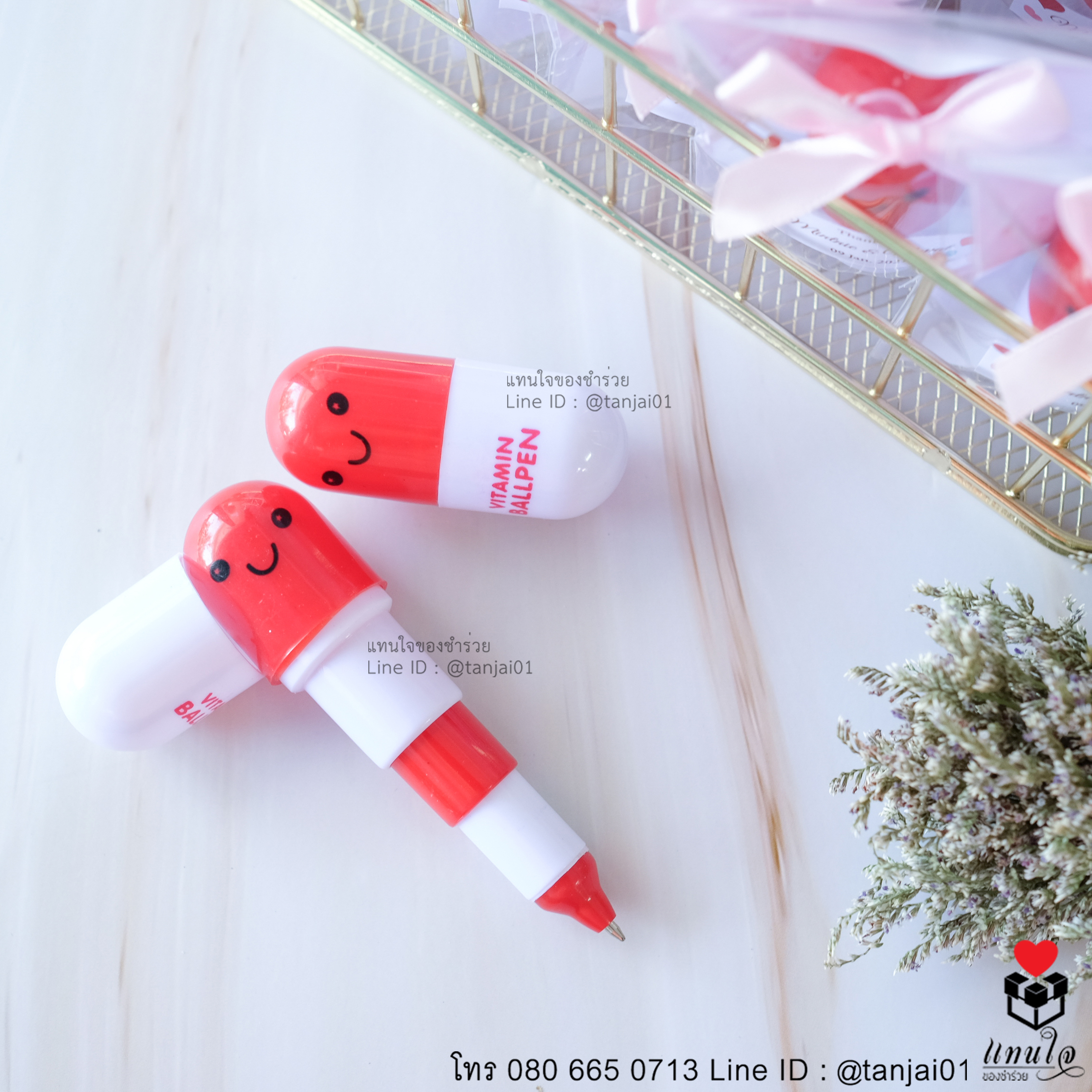 ของชำร่วยงานแต่งงาน ของแจกงานแต่งงาน ของที่ระลึกงานแต่งงาน ปากกาแคปซูล สีแดง 03