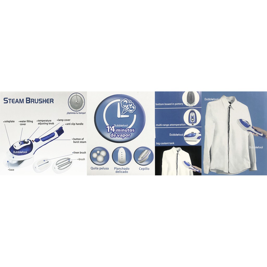 เตารีดไอน้ำด้ามจับ เครื่องรีดไอน้ำ ชนิดแขนวรีดผ้าเรียบ STEAM BRUSHER สีฟ้า