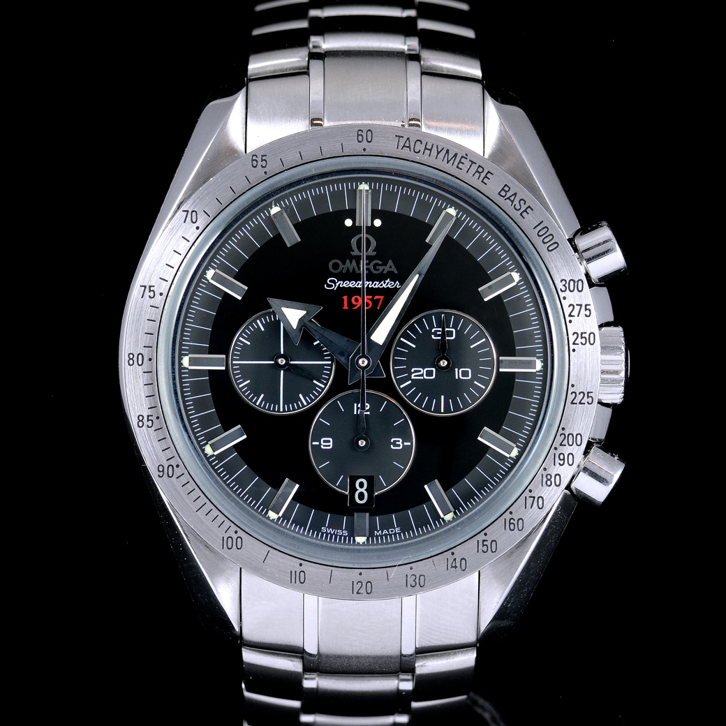 Omega Speedmaster Broad Arrow Co‑Axial Chronometer Chronograph Cal.3313 หน้าปัดสีดำ กระจกSapphire สายเหล็กแท้ หลังเปลือย กล่องใบครบ นาฬิกาปี2006 Automatic ขนาด 42 mm