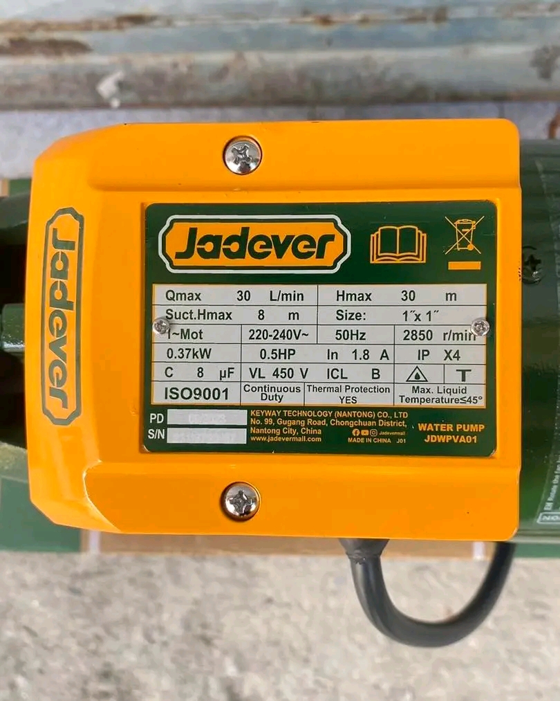 ปั๊มน้ำหอยโข่ง ใบฟัดเฟือง ยี่ห้อ JADEVER รุ่น JDWPVA01