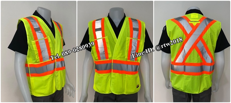 รหัส Q10 : เสื้อกั๊กช่างสีเหลืองสะท้อนแสงเทาส้ม