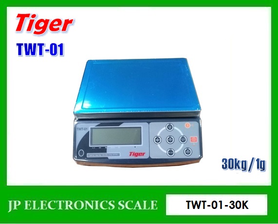 เครื่องชั่งดิจิตอล 30kg ตาชั่งดิจิตอล30kg เครื่องชั่งน้ำหนักดิจิตอล30กิโลกรัม เครื่องชั่งดิจิตอล30กิโล ตาชั่ง30กิโล ความละเอียด1g ยี่ห้อ TIGER รุ่น TWT-01 ขนาดถาดชั่ง 34.5*33*11.2cm.