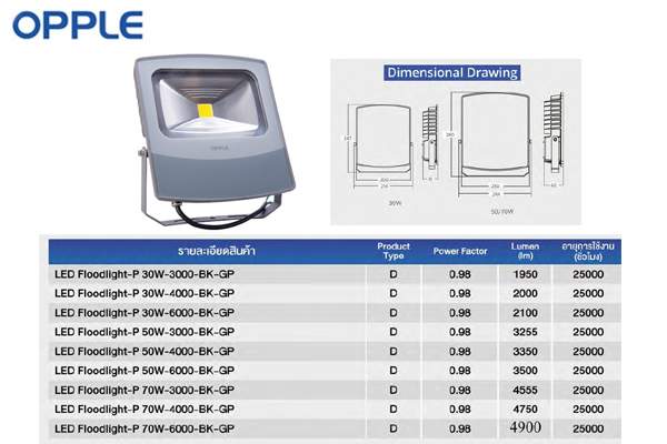 โคม LED Floodlight Performer 30w/50w