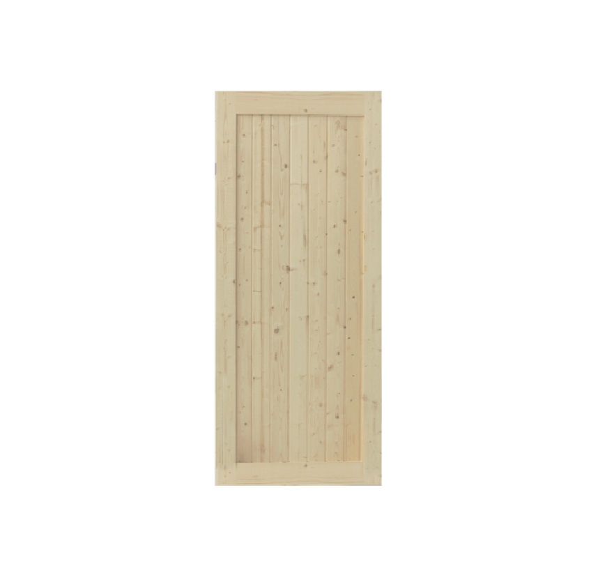 ประตูไม้สน บานทึบทำร่องแนวตั้ง PW-SK01G 80x200ซม. GREAT WOOD