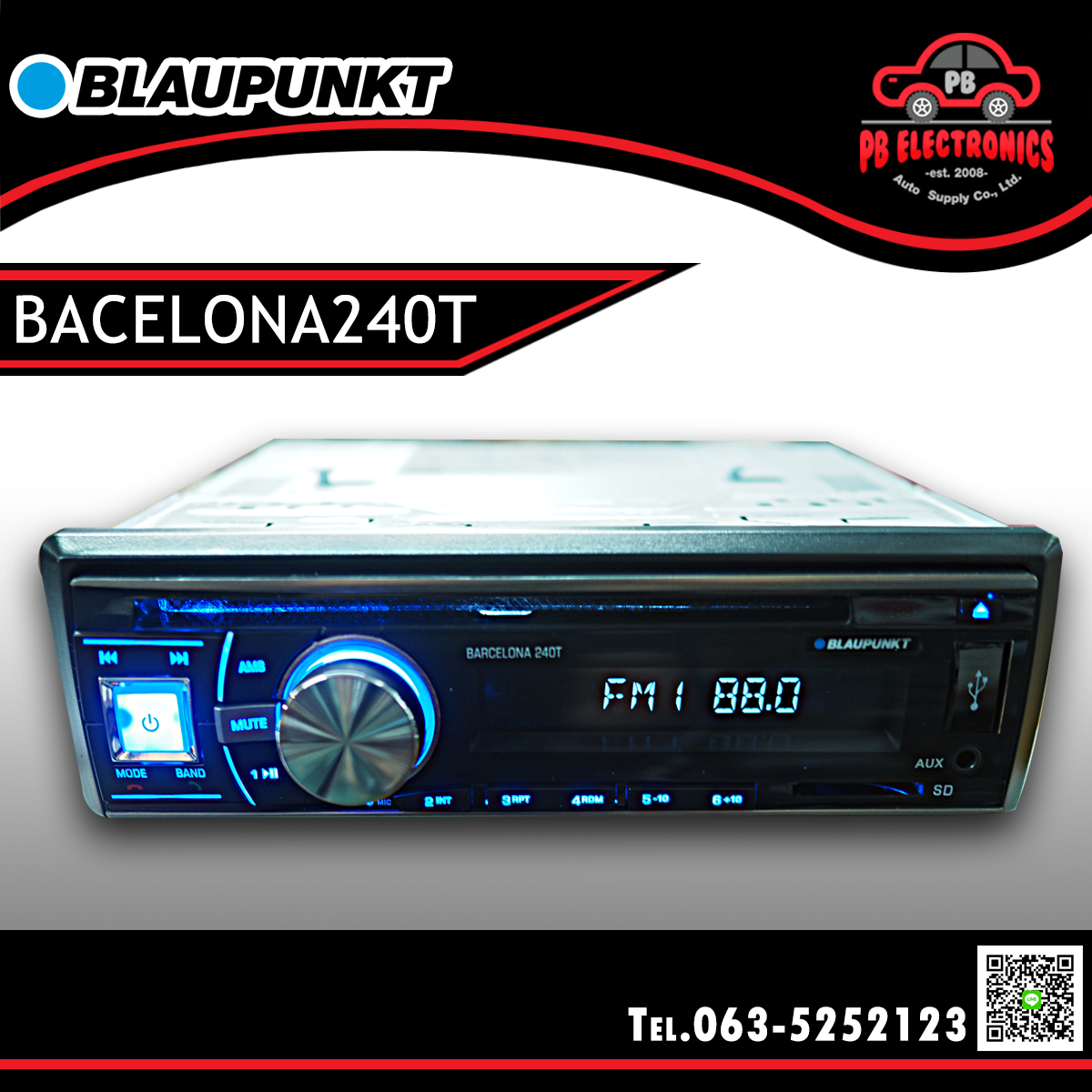 เครื่องเล่นติดรถยนต์ 1Din ยี่ห้อ Blaupunkt รุ่น 240T
