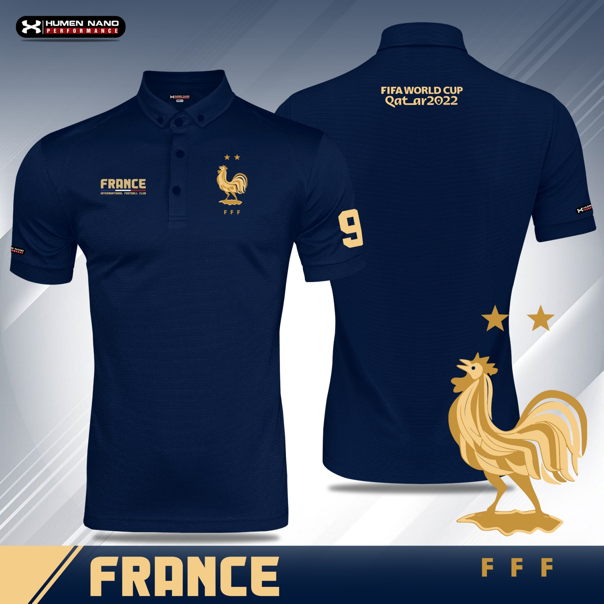 FB06-เสื้อโปโลแฟชั่น ทีมชาติฝรั่งเศษ 2022