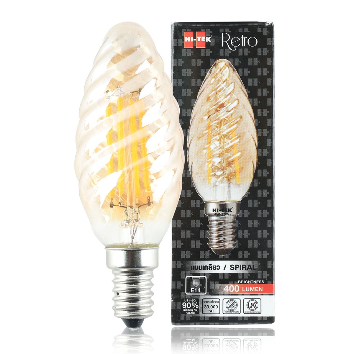 HI-TEK หลอดจำปา LED กระจกเกลียว 4 วัตต์ รุ่น Retro (Warm White)